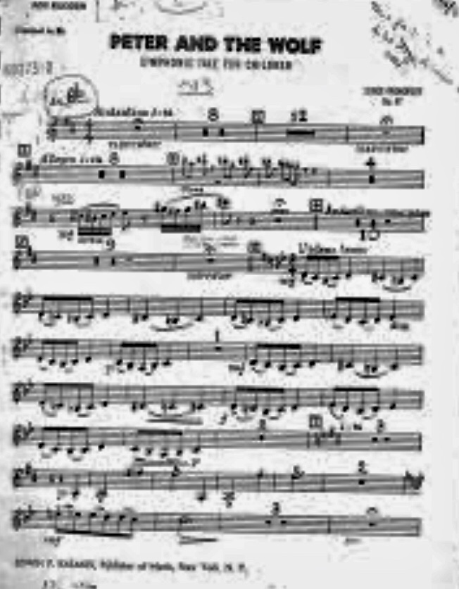 Partitura Pedro y El Lobo (PARA FLAUTA).